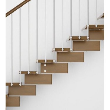 Escalier en kit bois de hêtre massif limon central droit modèle AERIEN  MODERNE