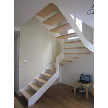 escaliers moderne interieur double limon IMAGINE LINEAR DEMI TOURNANT bois,  métal