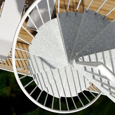 MÉTALIS Carré Extérieur XL escalier colimaçon en acier galvanisé escalier colimaçon exterieur Métalis carré extérieur XL