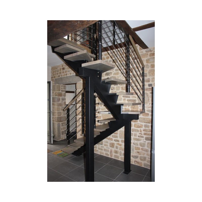 Tarif escalier sur mesure limon central Celeste 2 quart tournant metal lisse inox Tarif escalier sur mesure limon central Celeste 2 quart tournant metal lisse inox