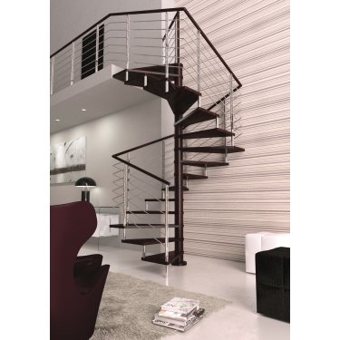SIRIUS Carré XL escalier colimaçon en métal et marches en hêtre massif de 60 mm escalier SIRIUS XL Carré