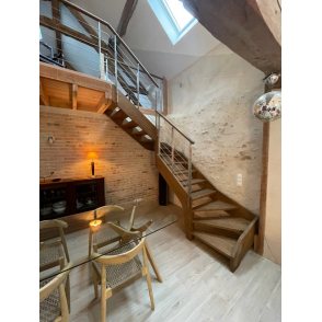 escalier bois demi tournant avec...