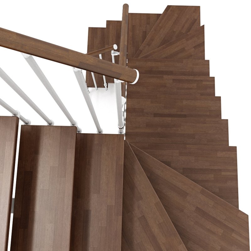 Escalier STILO Mobirolo double quart tournant métal et bois design contemporain