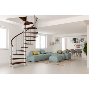 Escalier colimaçon NOVA CL Mobirolo métal et bois massif avec main courante en hêtre