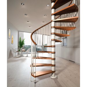 Escalier colimaçon NOVA métal et bois vue générale