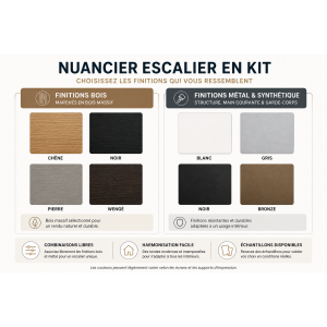 nuancier Escalier deux quart tournant IMAGINE Kit double limon, montants ronds métal et bois