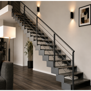 Escalier droit IMAGINE Kit double limon montants double plat vue d'ensemble
