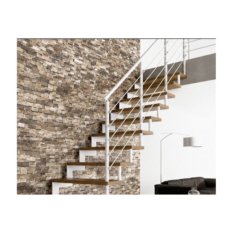 Escalier droit IMAGINE Kit mono limon avec montants ronds tubulaires