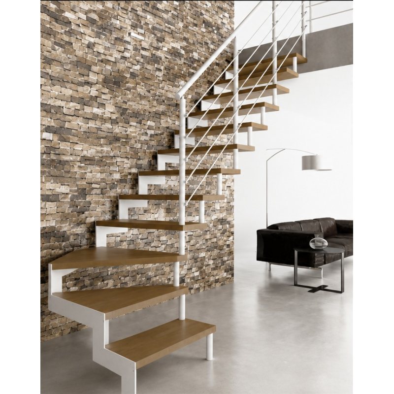 Escalier quart tournant IMAGINE Kit mono limon avec montants ronds tubulaires