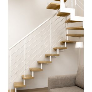 Escalier deux quart tournant IMAGINE Kit mono limon avec montants ronds tubulaires