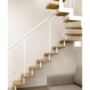 Escalier deux quart tournant IMAGINE Kit mono limon avec montants ronds tubulaires