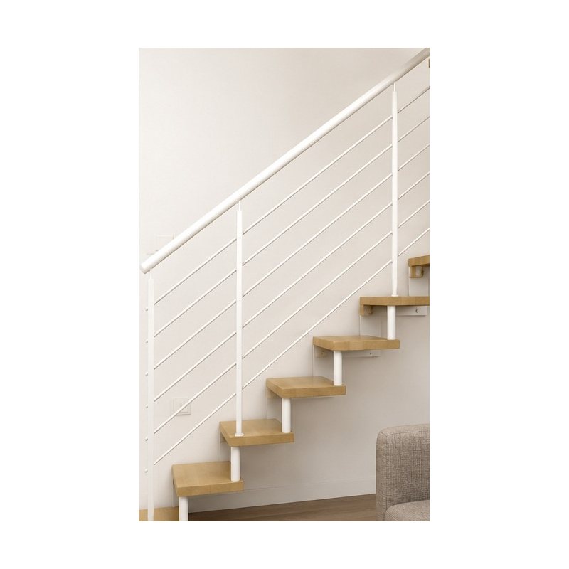 Escalier droit IMAGINE Kit mono limon avec garde-corps à montants double plat