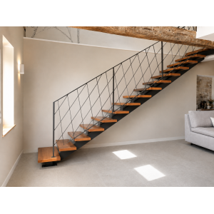 Escalier droit limon central acier...