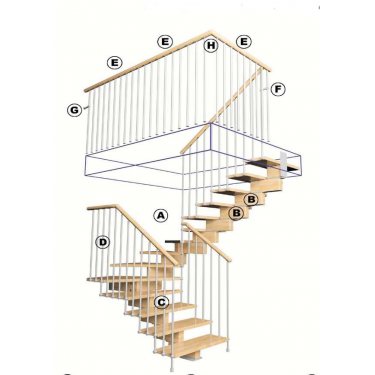 Deuxième main courante pour escalier 60° - Tubesca