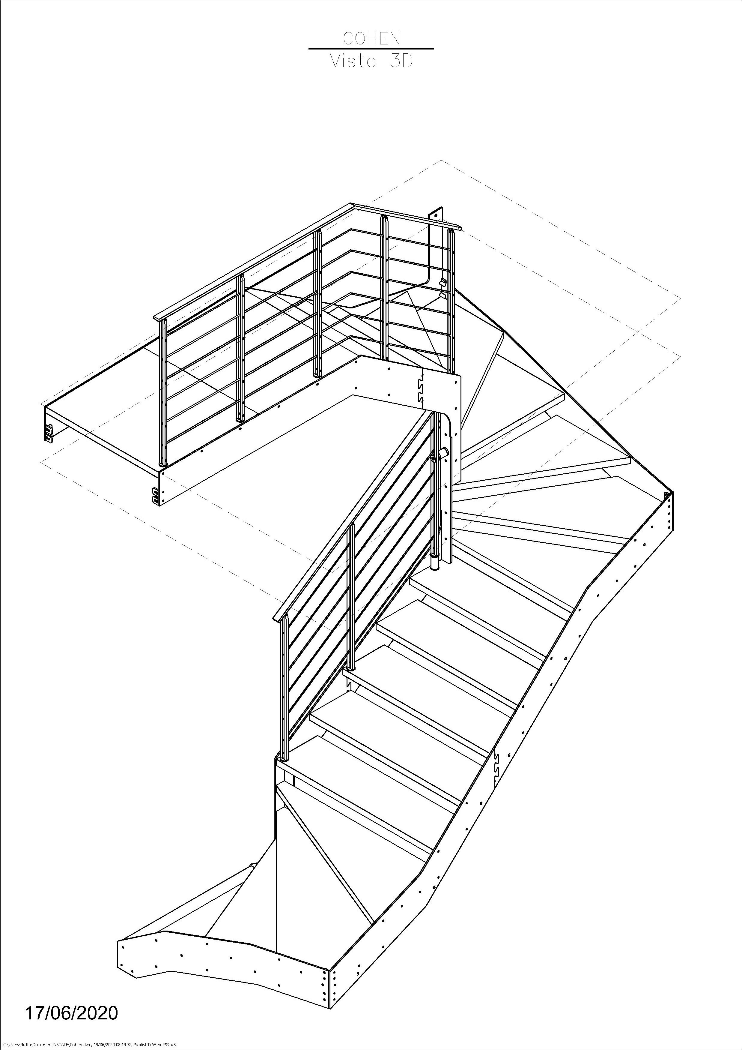 Modélisation 3D escalier sur mesure projet architecte François Cohen